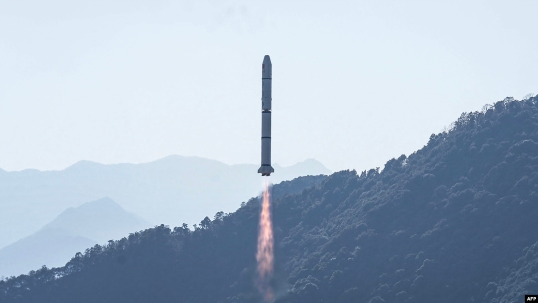 A Long March-2C rocket, carrying the Einstein Probe satellite, lifts off from the Xichang Satellite Launch Center in Xichang, in southwestern China's Sichuan province on Jan. 9, 2024. 