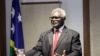 Solomon Islands' Prime Minister Maanasseh Sogavare speaks at a press conference in Honiara on July 17, 2023, after returning home from a seven-day trip to China. 