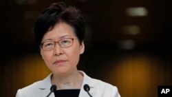 特首林郑月娥在香港举行记者会。(2019年8月27日)
