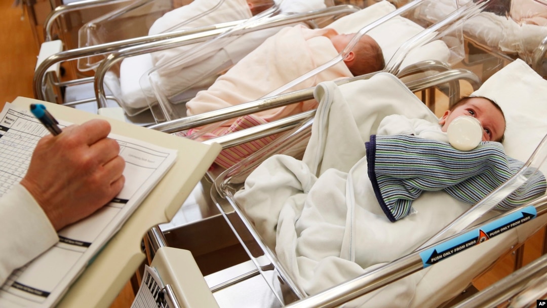 FILE - Newborn babies fill the nursery of a postpartum recovery center in upstate New York. U.S. life expectancy in 2022 was only back to 77 years, 6 months — about what it was two decades ago.