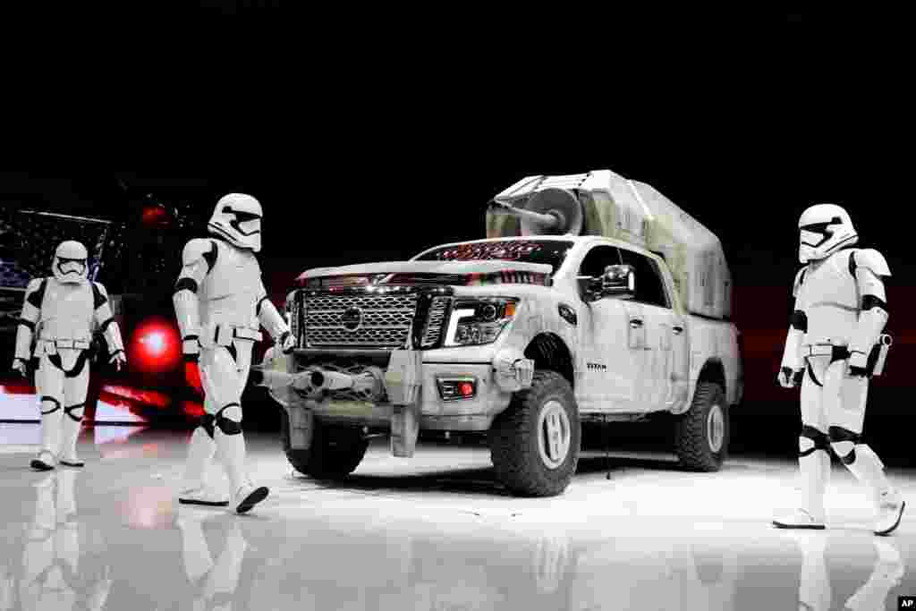 The "Star Wars"-themed Nissan Titan custom truck is introduced during the Los Angeles Auto Show in Los Angeles.