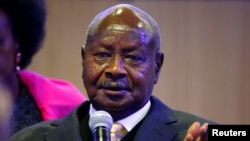 FILE - Uganda's President Yoweri Museveni attends the World Economic Forum (WEF) annual meeting in Davos, Switzerland, Jan. 24, 2019.