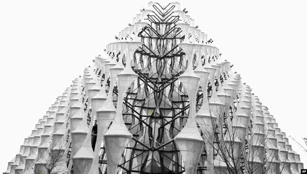 A general view of the exterior of the new United States embassy building during near the River Thames in London.