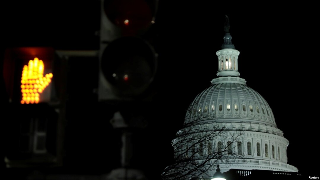 U.S. Capitol shortly after the beginning of the federal government shutdown in Washington, Jan. 20, 2018. 