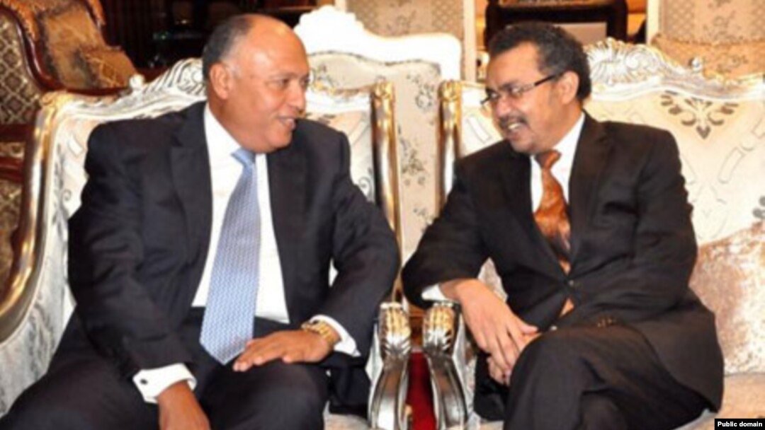 የግብፅ የውጭ ጉዳይ ሚኒስትር ሳሜህ ሹክሪ ከኢትዮጵያ አቻቸው ዶ/ር ቴድሮስ አድሃኖም ጋር /ፎቶ አህራምኦንላይን/