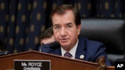 美国众议院外交事务委员会主席、共和党籍联邦众议员艾德·罗伊斯（Ed Royce）2017年10月12日在国会。