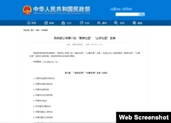 中国民政部公布第八批“离岸社团”“山寨社团”名单。（网络截图）