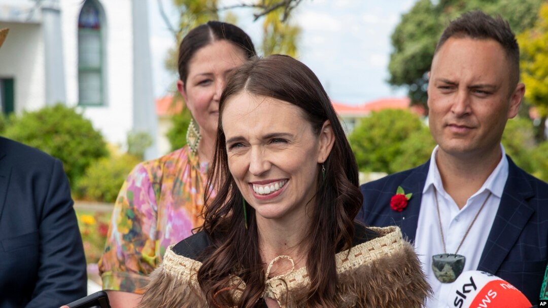New Zealand Prime Minister Jacinda Ardern addresses the media in Ratana, New Zealand, Jan. 24, 2023.