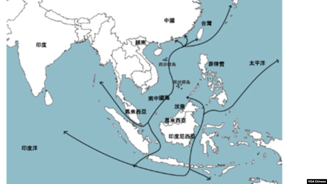 南中國海航運圖