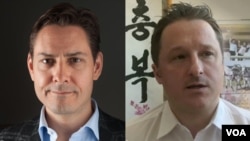  加拿大公民 康明凯(Michael Kovrig)（左）和迈克尔·斯帕弗(Michael Spavor)（右）被中国以涉嫌危害中国国家安全的指称分别被捕 