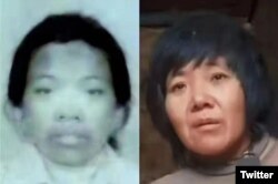 小花梅（左）与锁链女被江苏省当局认定为同一人。（推特图片）