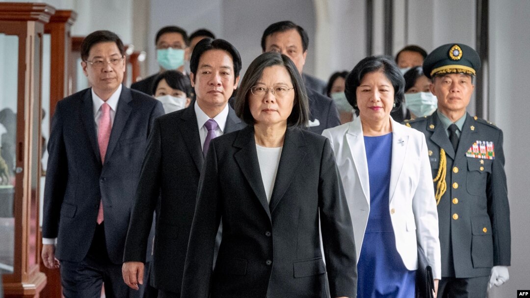 台灣總統蔡英文2020年5月20日抵達總統府參加就職儀式。