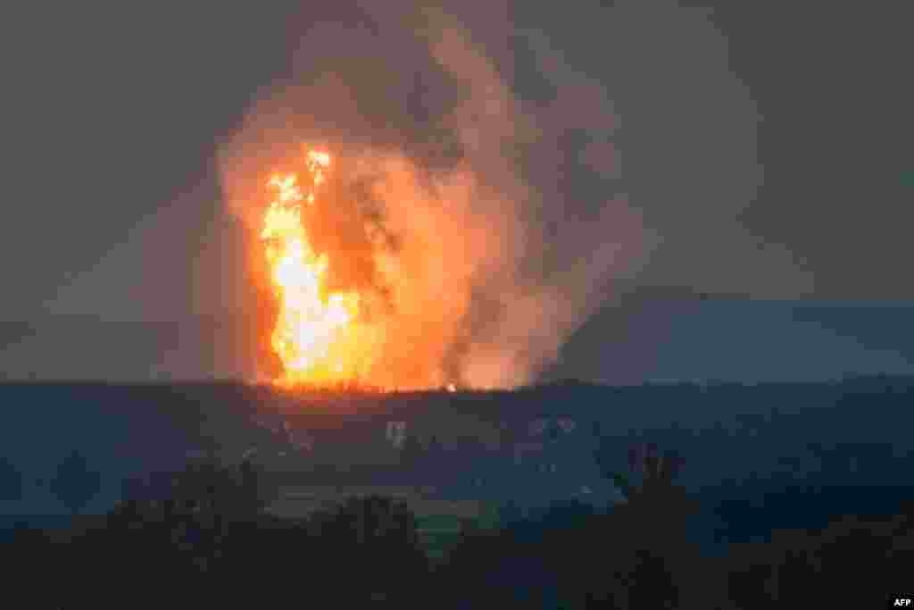 An explosion rocks in Austria's main gas pipeline hub at Baumgarten, Eastern Vienna.
