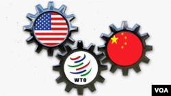 美国和中国在世界贸易组织中较量。